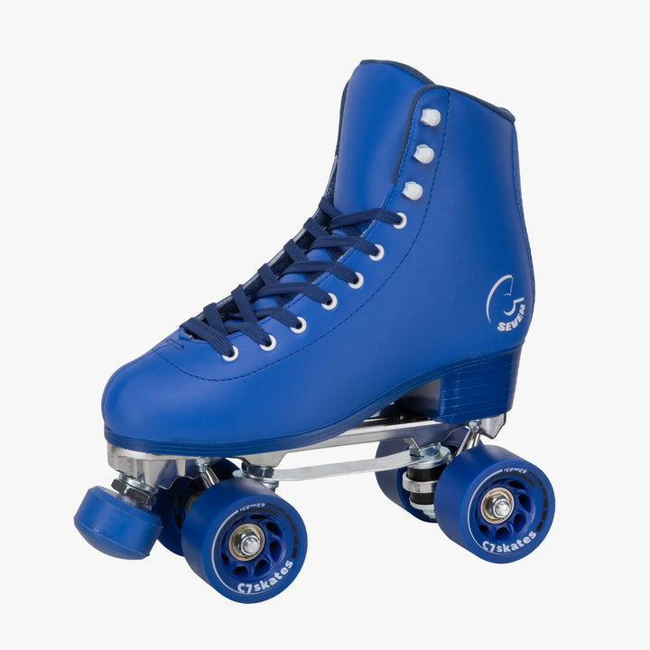 Blue roller skate on a white background