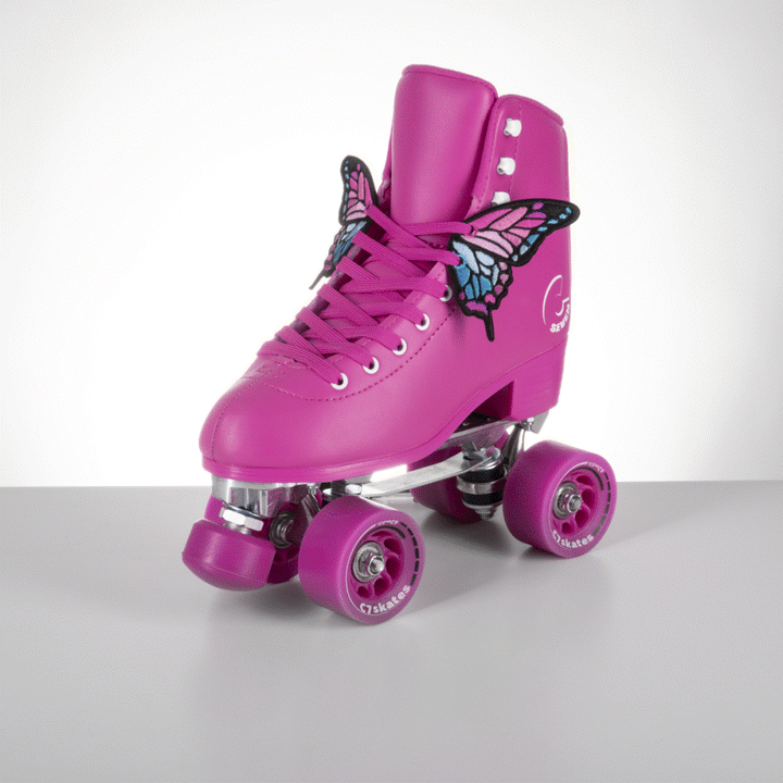 C7skates Butterfly Wing Roller Skate Lace Charm Set of 2 in Pink Sunset