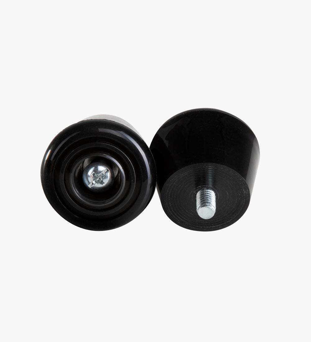 Black C7 roller skate stoppers made from durable polyurethane PU82A dimensions are 47 by 35 mm 