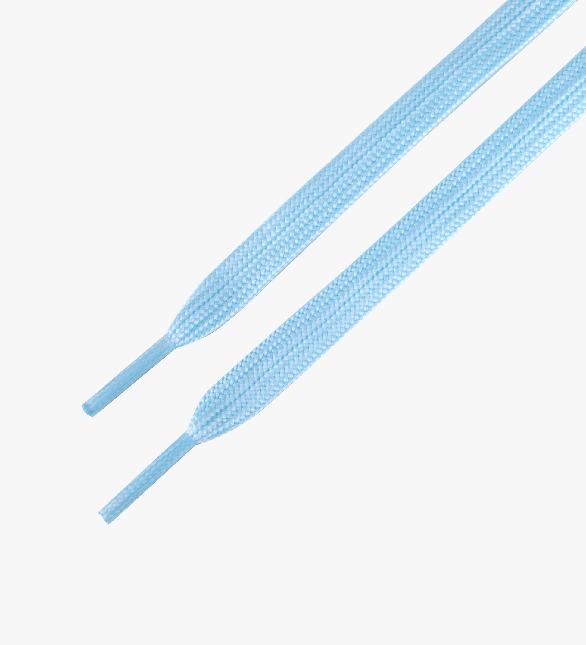 Light blue shoelaces on a white background