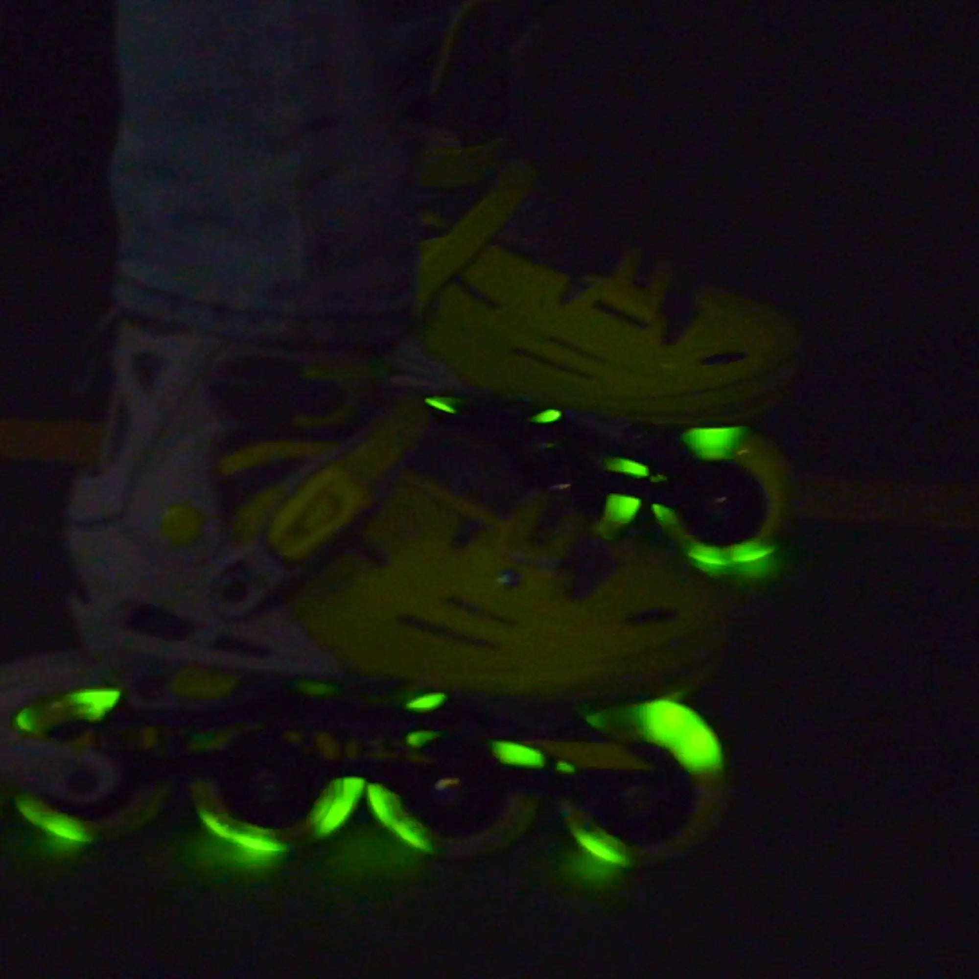 Glowing roller skates in the dark