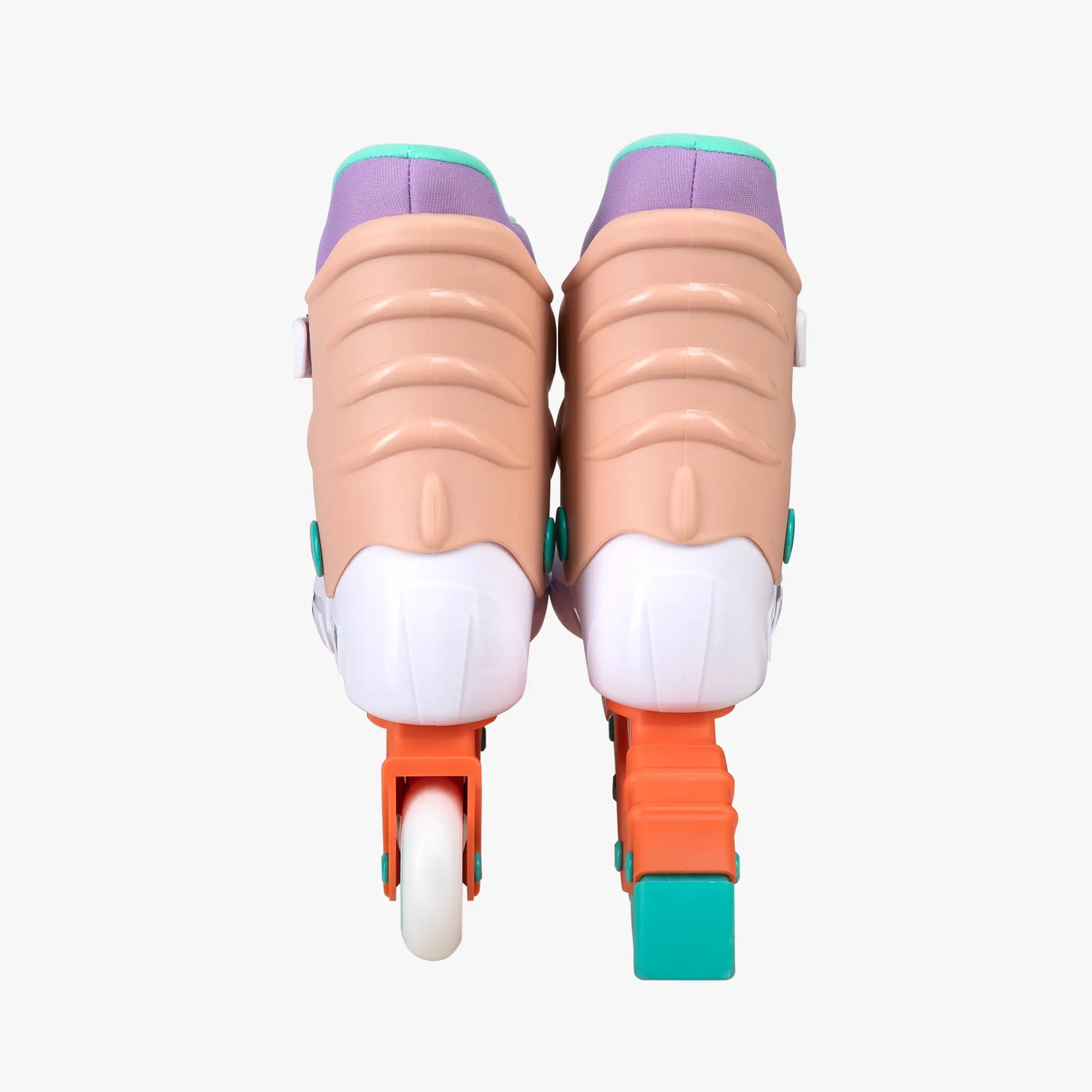 Pair of colorful roller skates on a white background