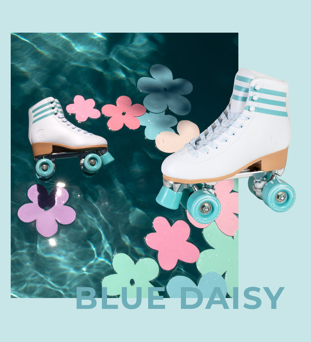 Blue Daisy Quad Skates