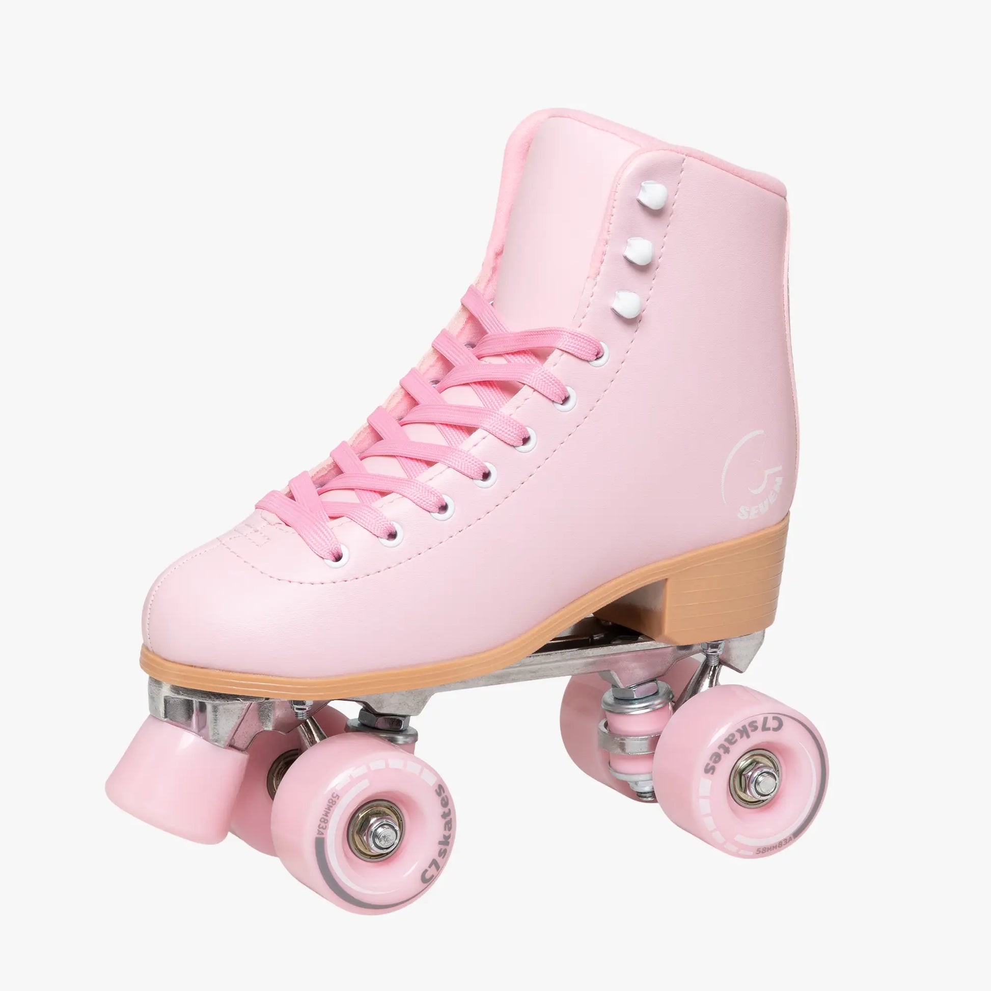 Pink roller skate on a white background