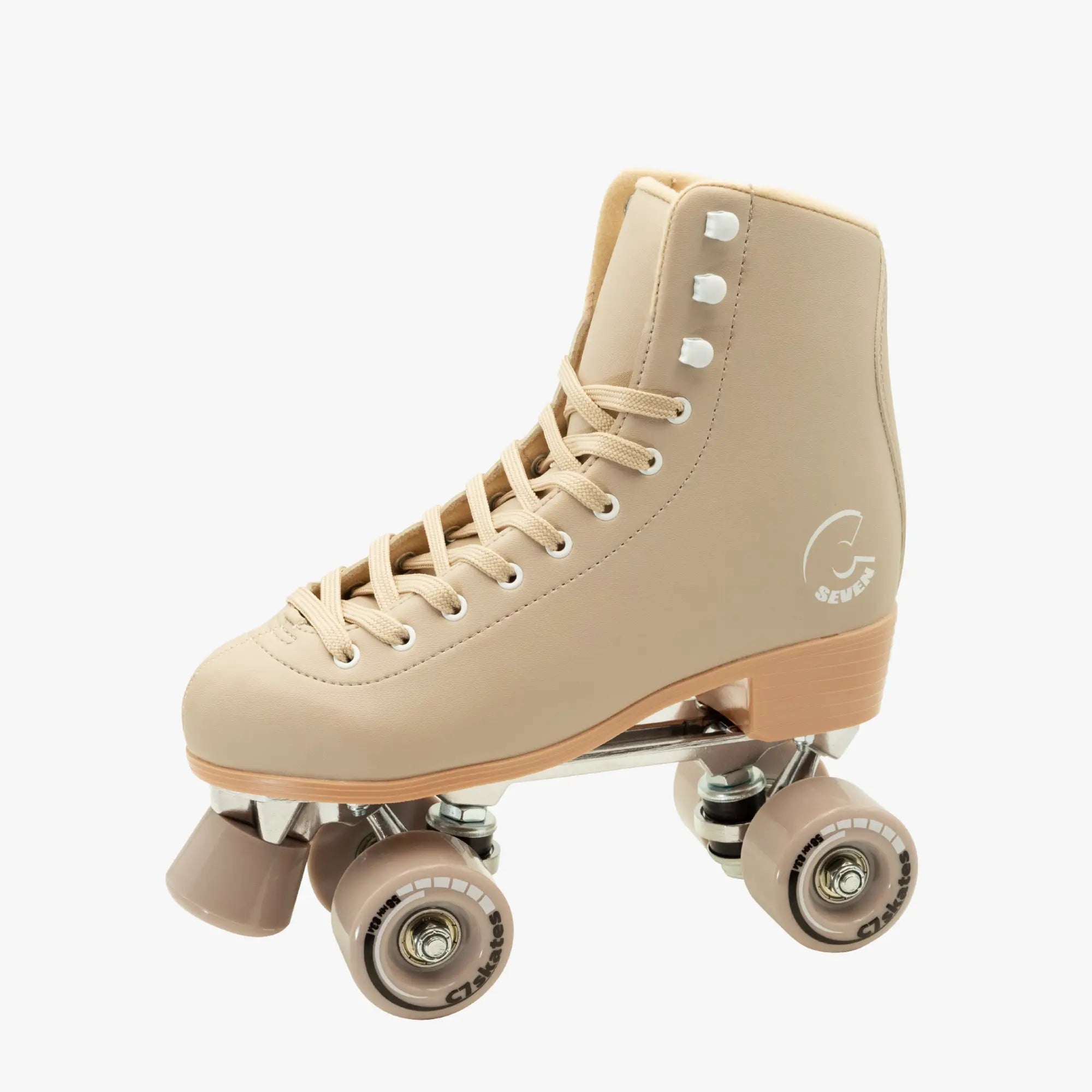 Beige roller skate featuring the brand 'C7Skates' on a white background