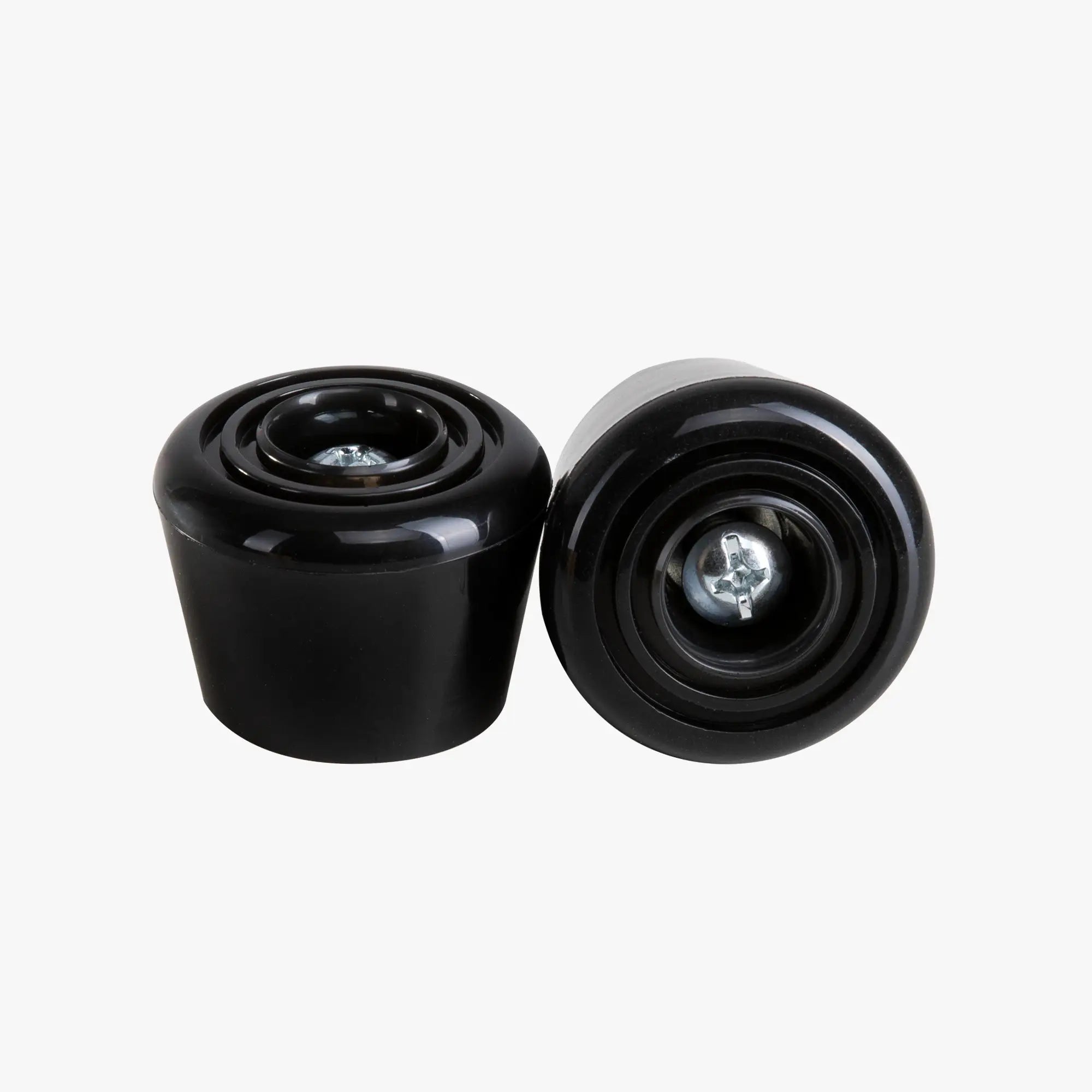Two black stoppers on a white background