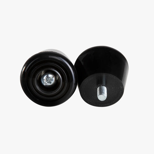 Two black stoppers on a white background