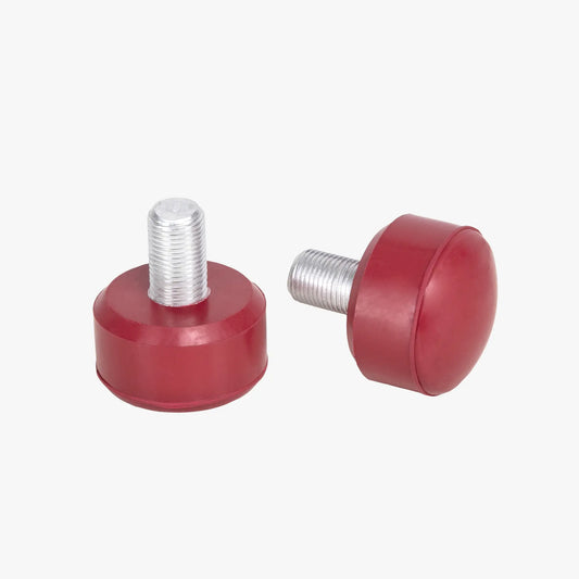 Two red stoppers on a white background