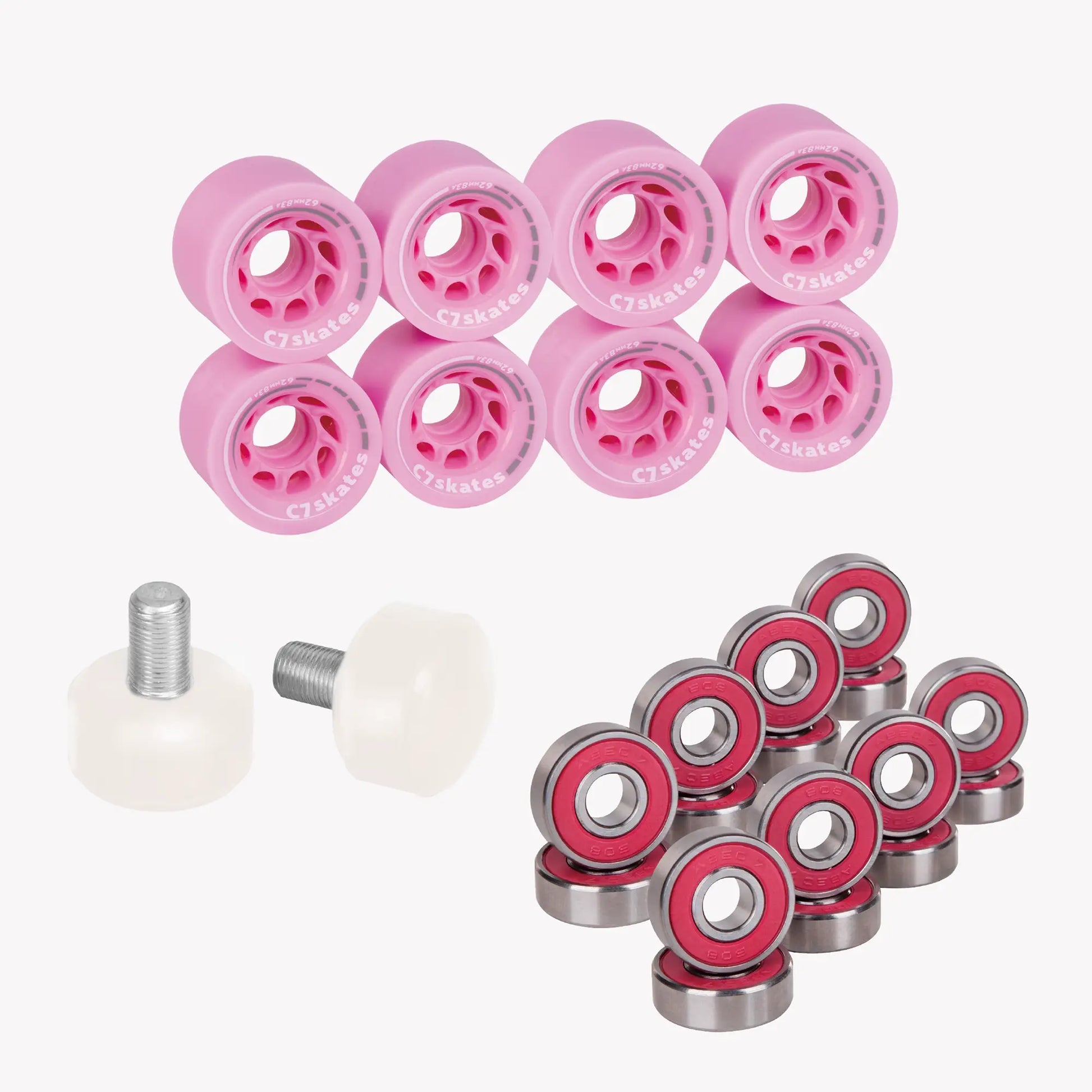 Roller Skate Wheels and Stoppers Combo - Pink Lemonade