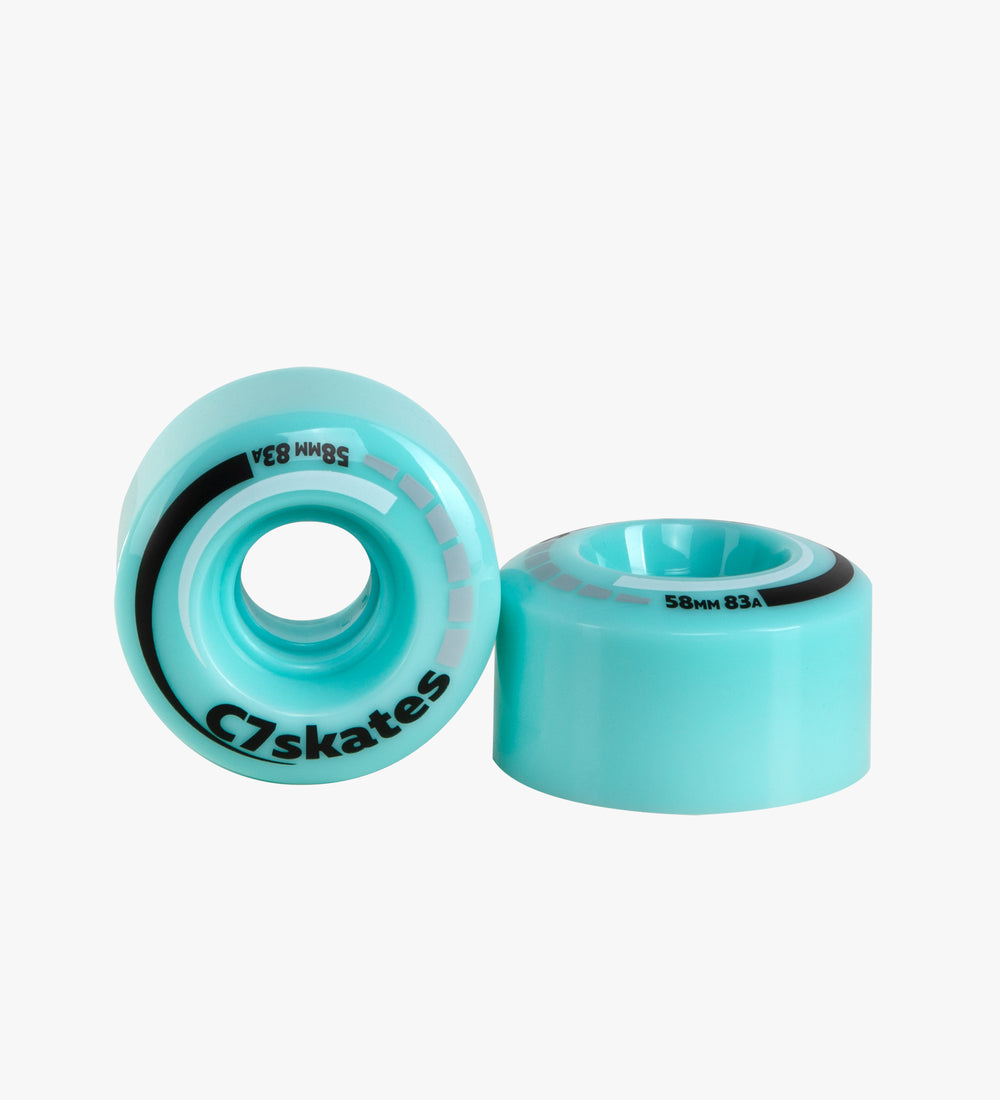 Roller Skate Wheels, Stoppers, Bearings Combo - Aquamarine
