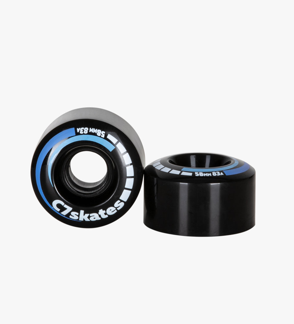 Roller Skate Wheels, Stoppers, Bearings Combo - Black