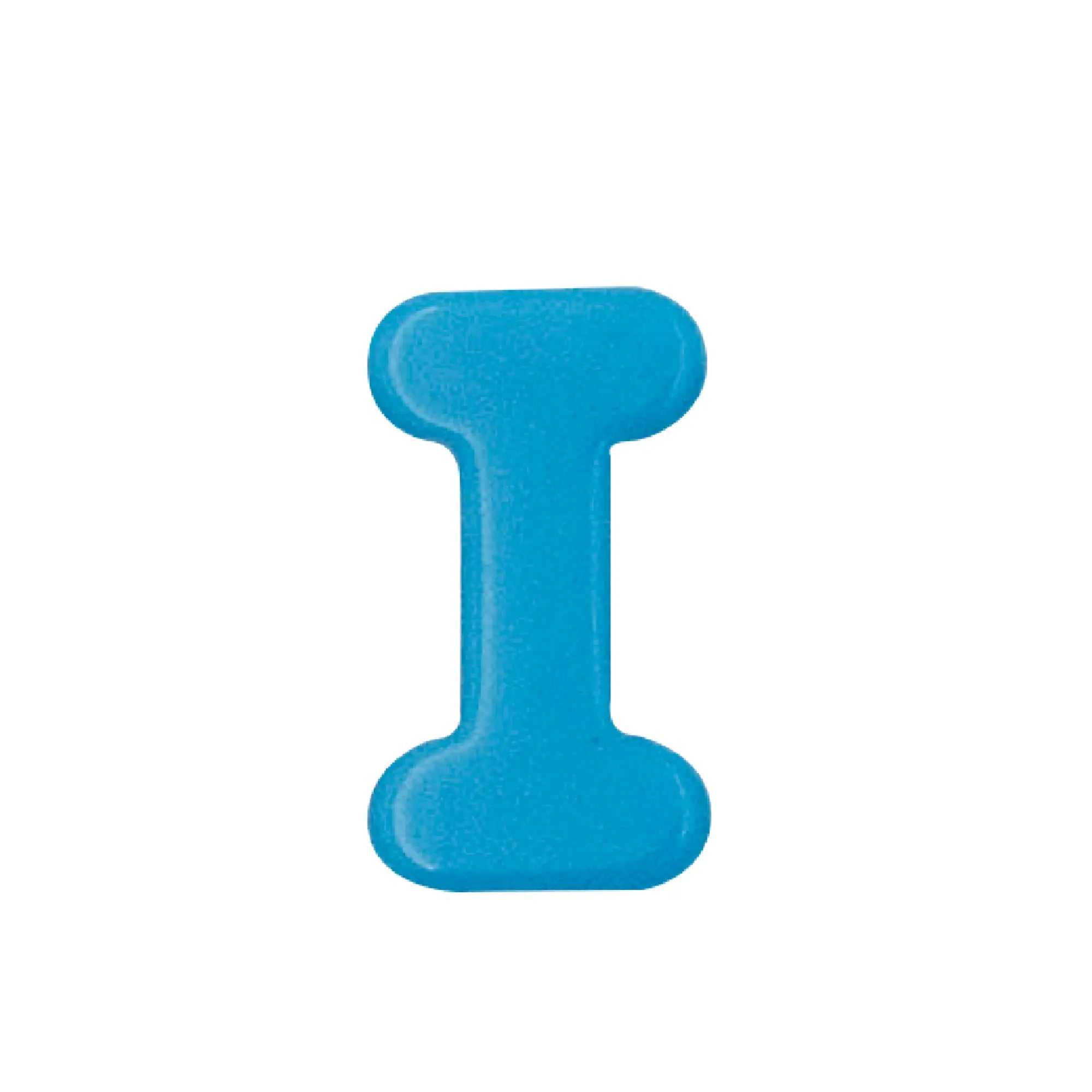 Lace Block Blue letter 'I' on a white background