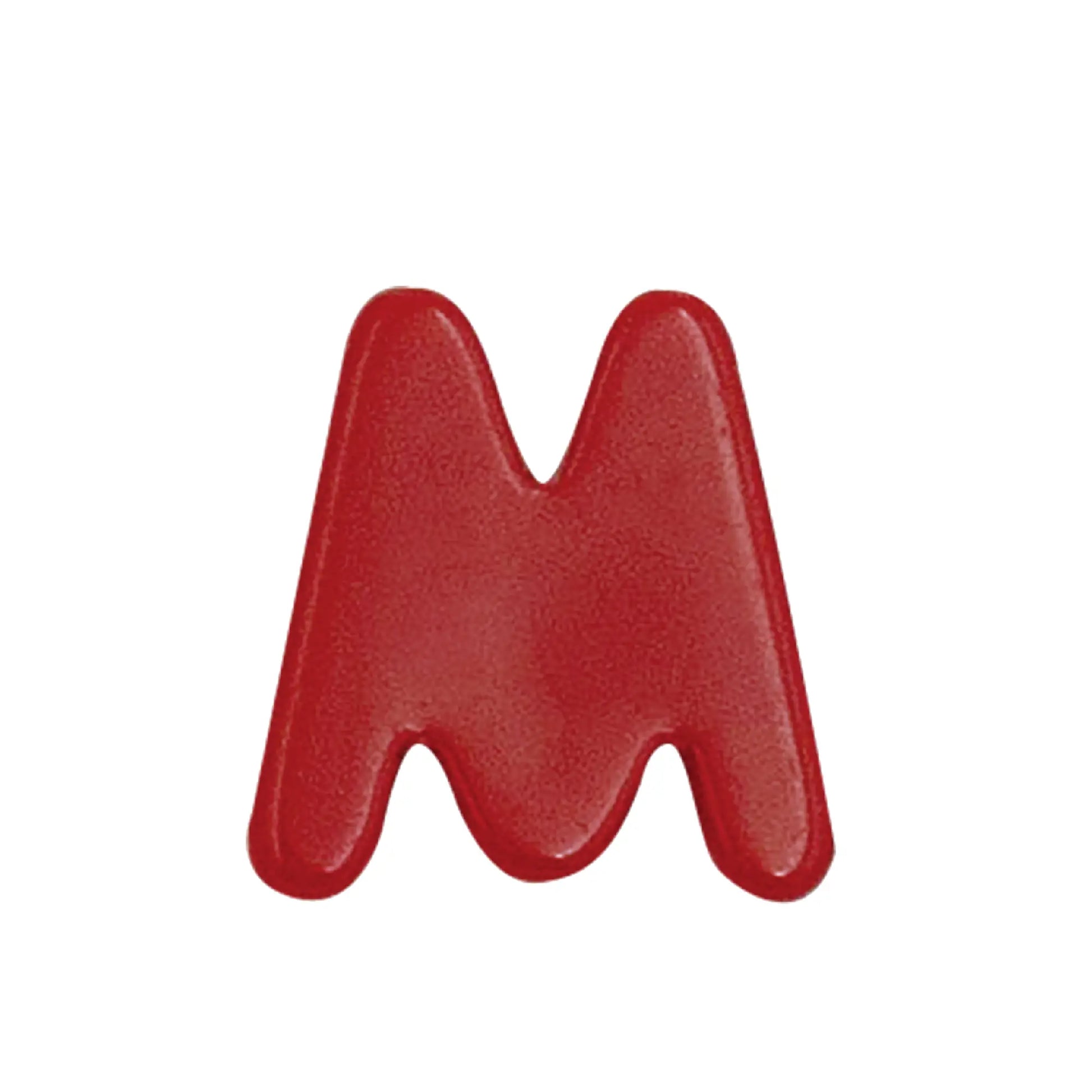 Lace Block Red letter 'M' on a white background