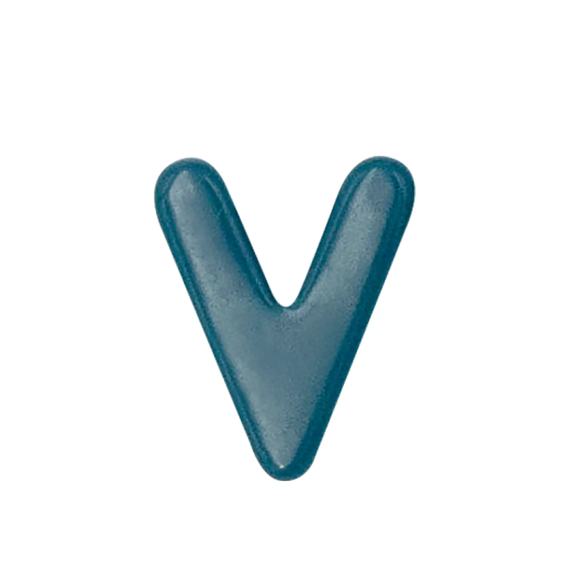 Lace Block Blue letter 'V' on a white background