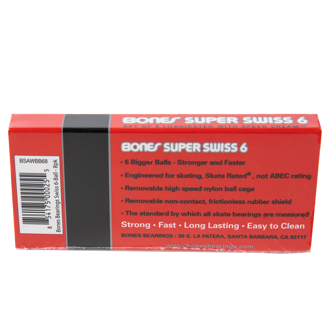Bones Super Swiss 6 Skateboard Bearings (2 Pack)