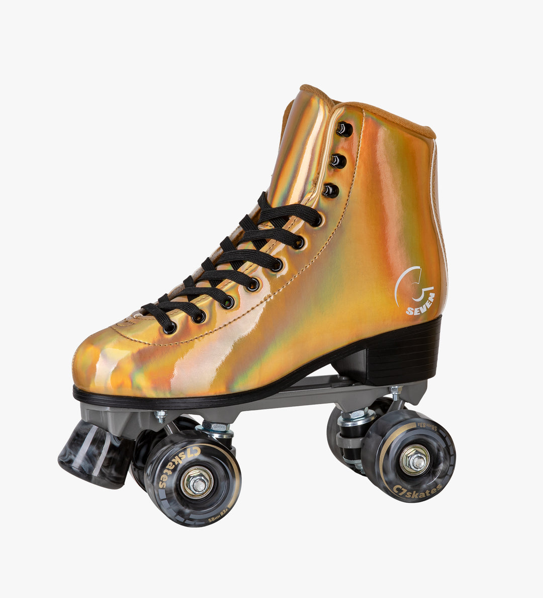 C7skates Women's Icon Farrah Quad Holographic Roller Skates - Gold - Size 7