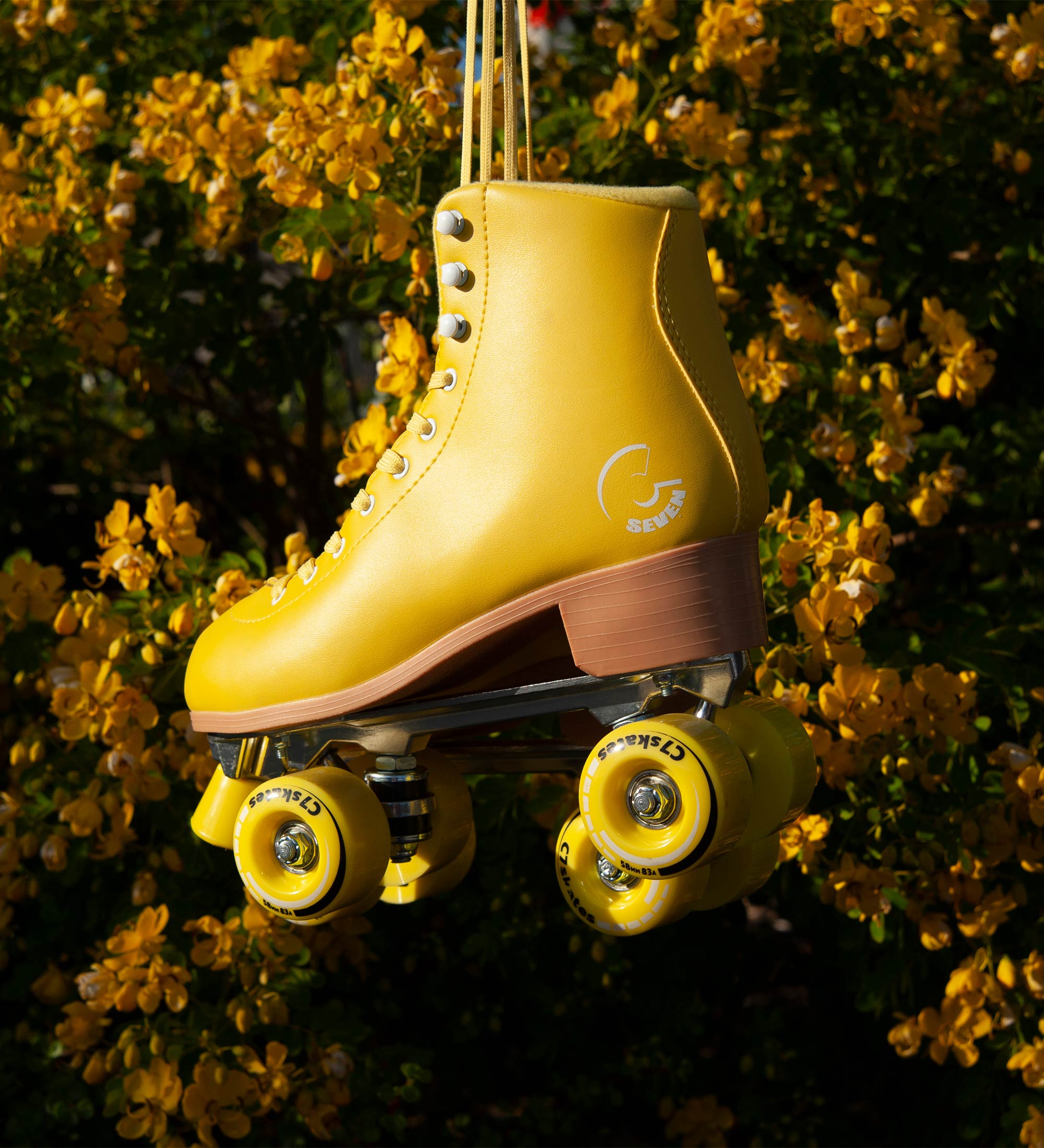 retro yellow roller skates