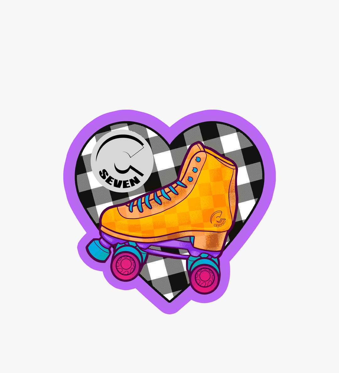 C7skates Love to Skate decorative heart sticker with black and orange details: 3 x 3-inches in a matte finish print. 