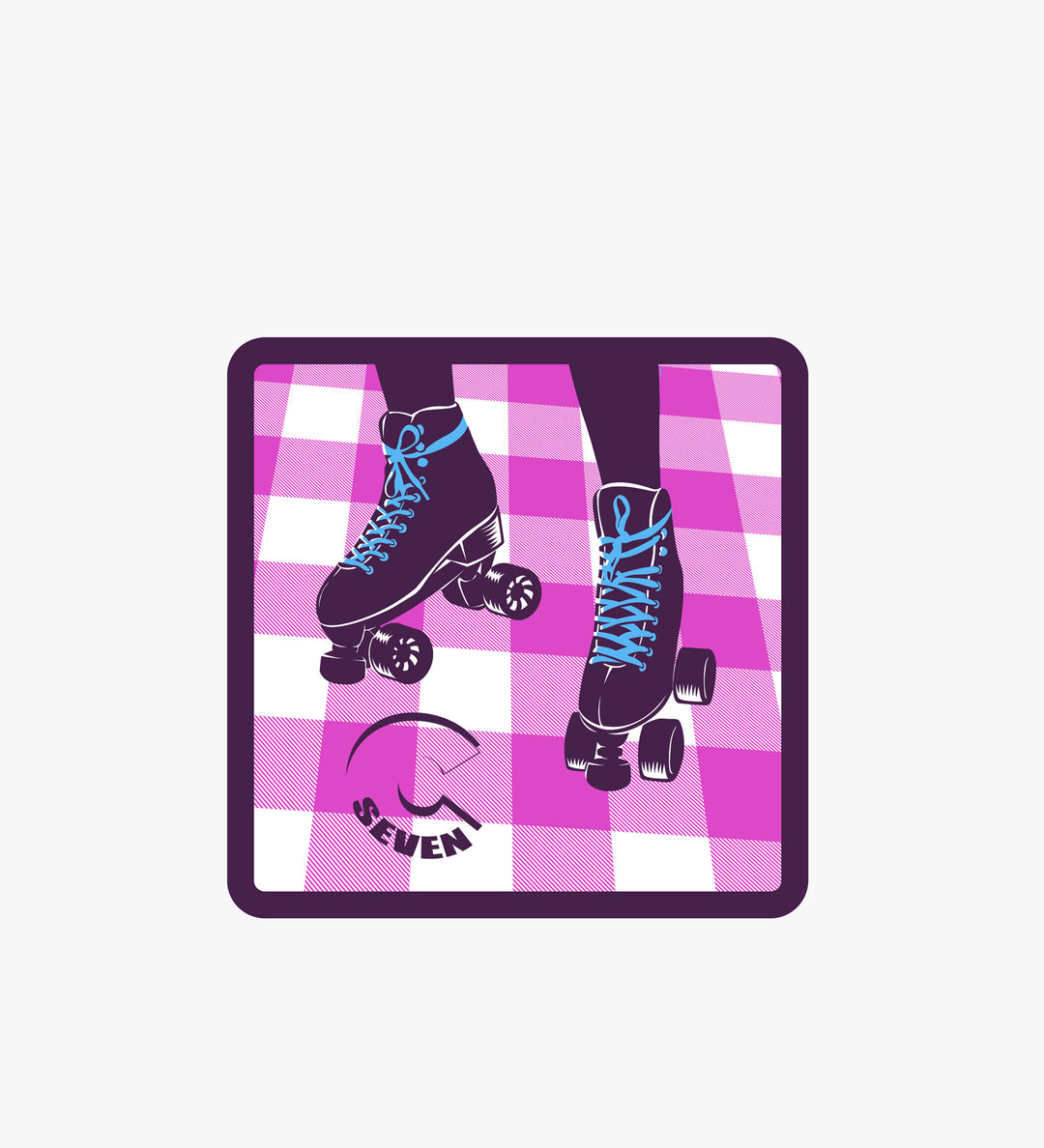 C7skates Roll With It decorative sticker with pink and grape details: 3 x 3-inches in a matte finish print. 
