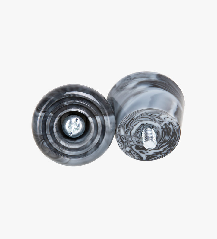 Farrah black and white marble roller skate stoppers made from durable polyurethane and measure 47x35mm. 