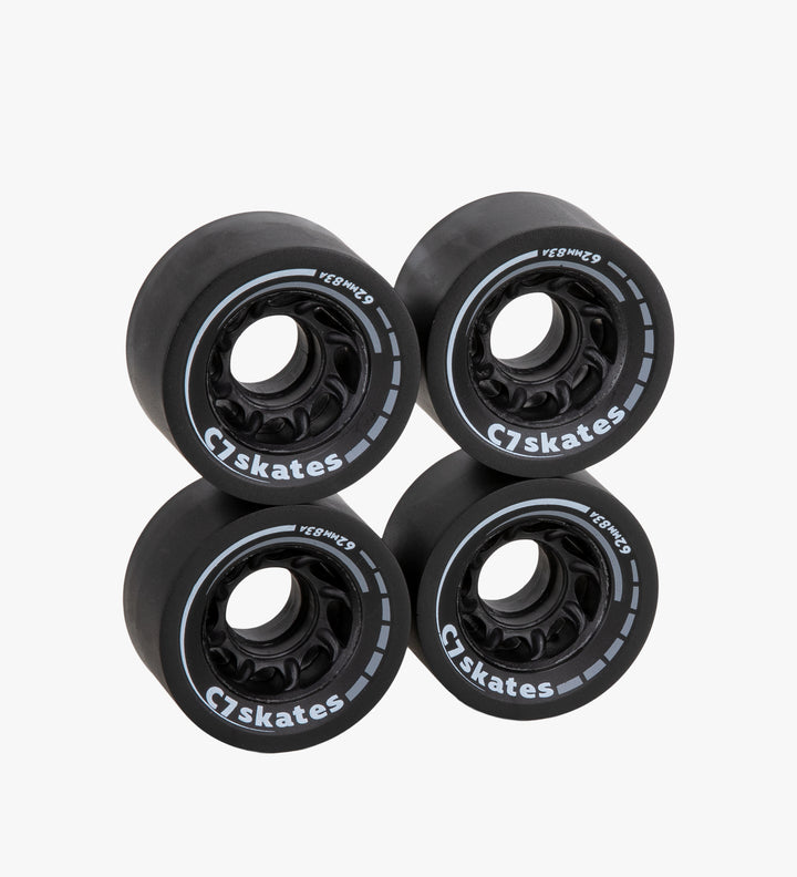 C7skates Femme Fatale Black 62mm roller skate wheels made from durable 83A polyurethane 