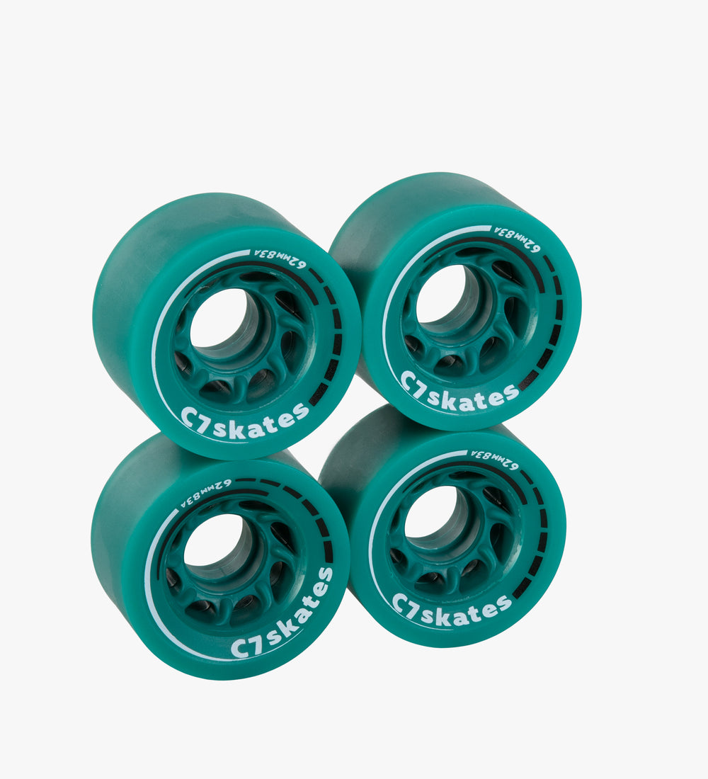 C7skates Enchanted Forest dark green 62mm roller skate wheels made from durable 83A polyurethane 