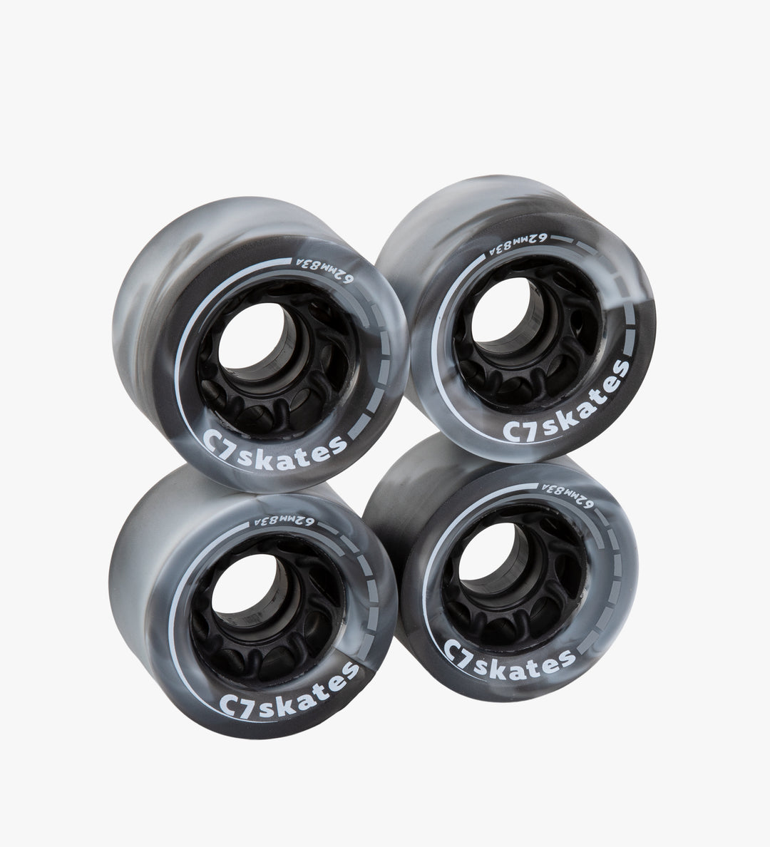 C7skates Midnight Sky black white 62mm roller skate wheels made from durable 83A polyurethane 
