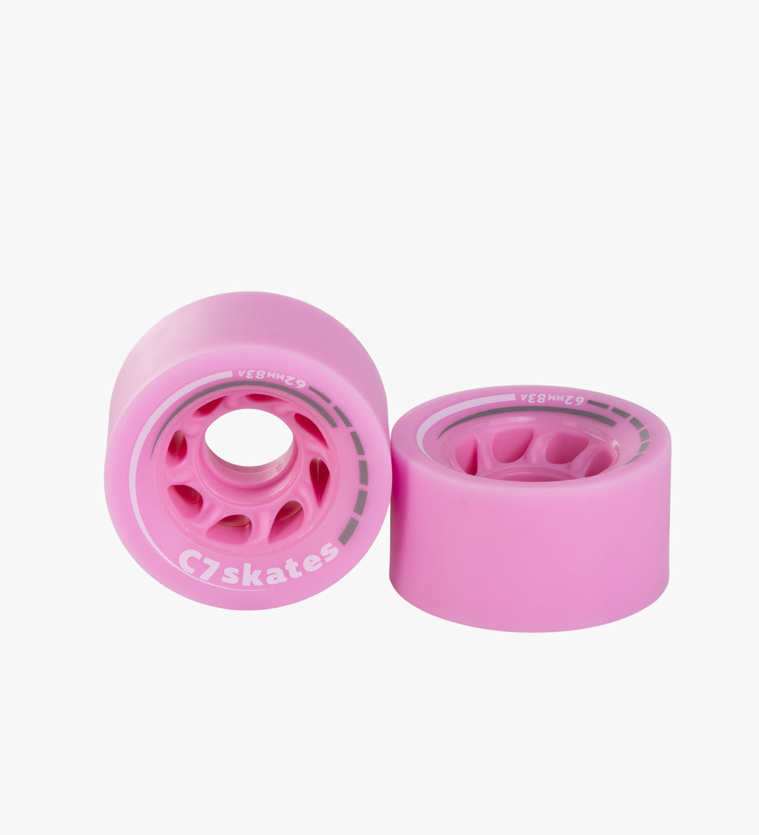 C7skates Pink Lemonade pink 62mm roller skate wheels made from durable 83A polyurethane 
