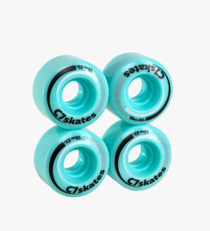 Aqua C7 roller skate wheels made from durable polyurethane PU83A 58 mm diameter