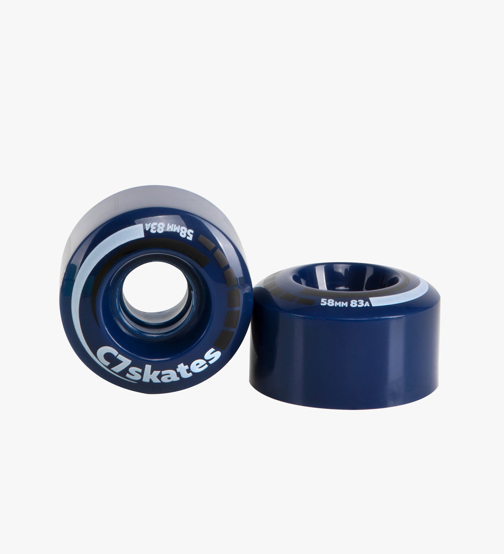 Blossom dark blue C7 roller skate wheels made from durable polyurethane PU83A 58 mm diameter