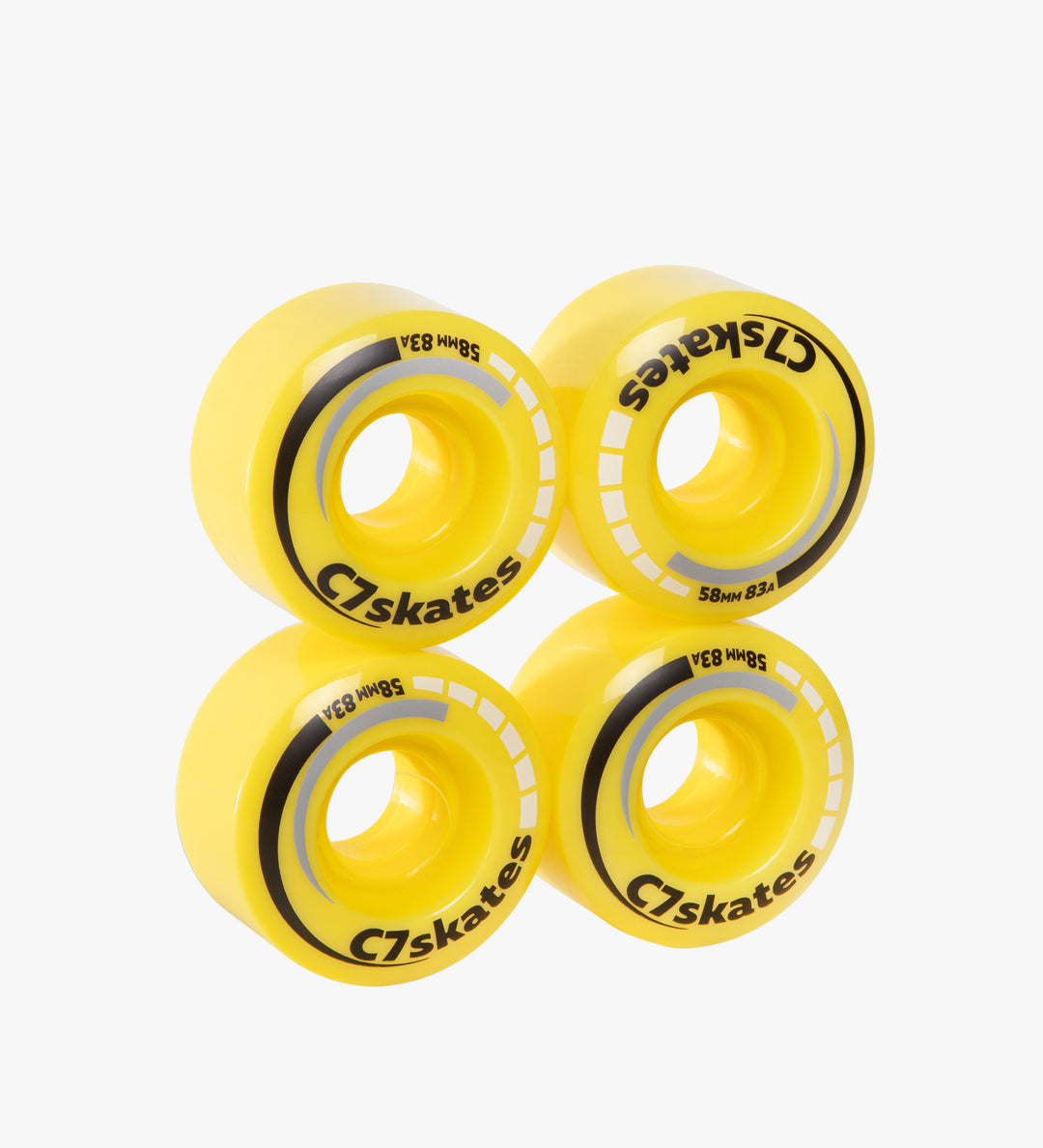 Lemonpop yellow C7 roller skate wheels made from durable polyurethane PU83A 58 mm diameter